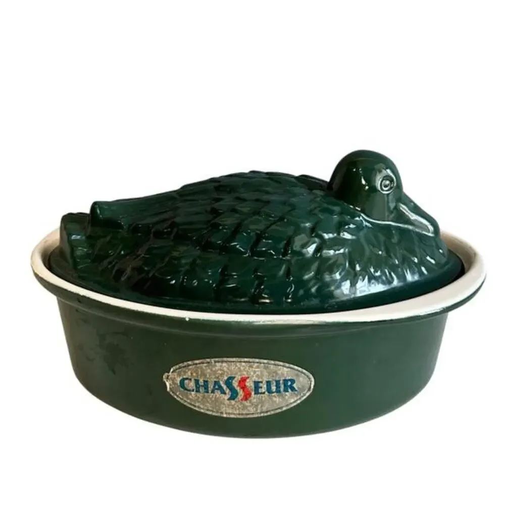 Chasseur French Duck Enameled Cast iron 1.25 QT Casserole baking Dish Green‎